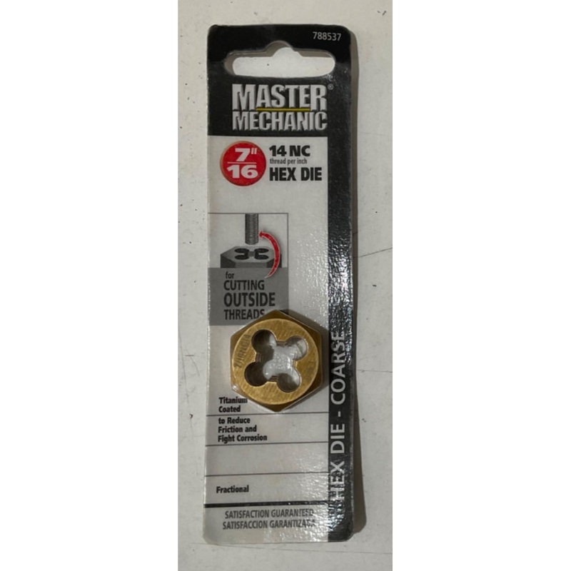 Master Mechanic 788537 7/16" 14 NC Titanium Coated Hex Die-Coarse