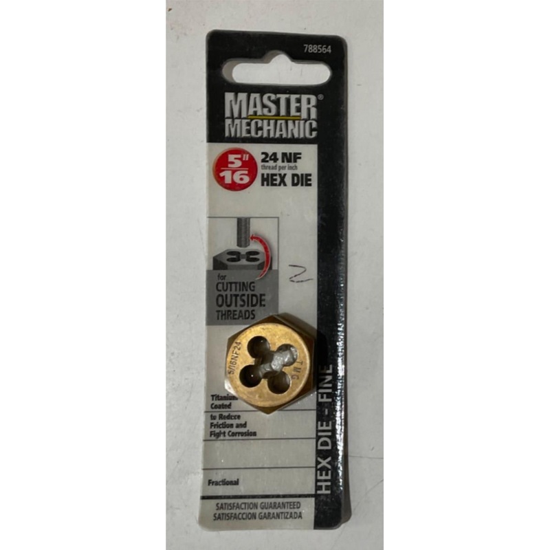 Master Mechanic 788564 5/16" 24 NF Titanium Coated Hex Die-Fine