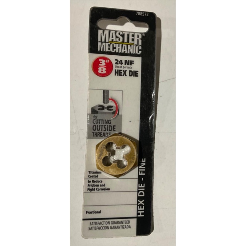 Master Mechanic 788572 3/8" 24 NF Titanium Coated Hex Die-Fine