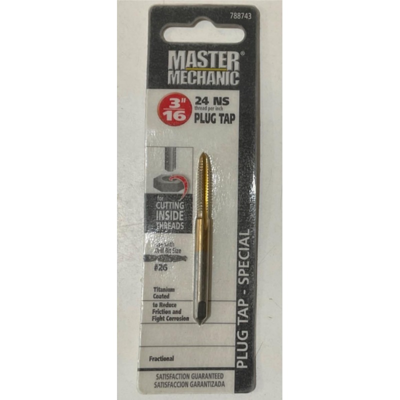 Master Mechanic 788743 3/16" 24 NS Titanium Coated Plug Tap-Special