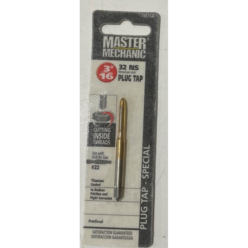 Master Mechanic 788754 3/16" 32 NS Titanium Coated Plug Tap-Special