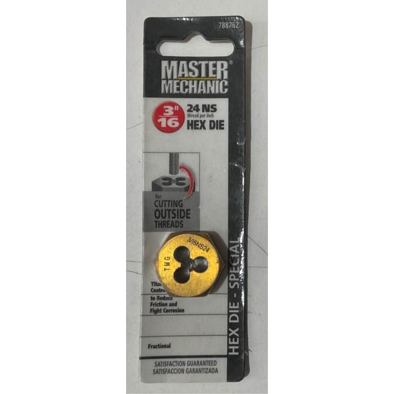 Master Mechanic 788762 3/16" -24 NS Titanium coated Hex Die-Special