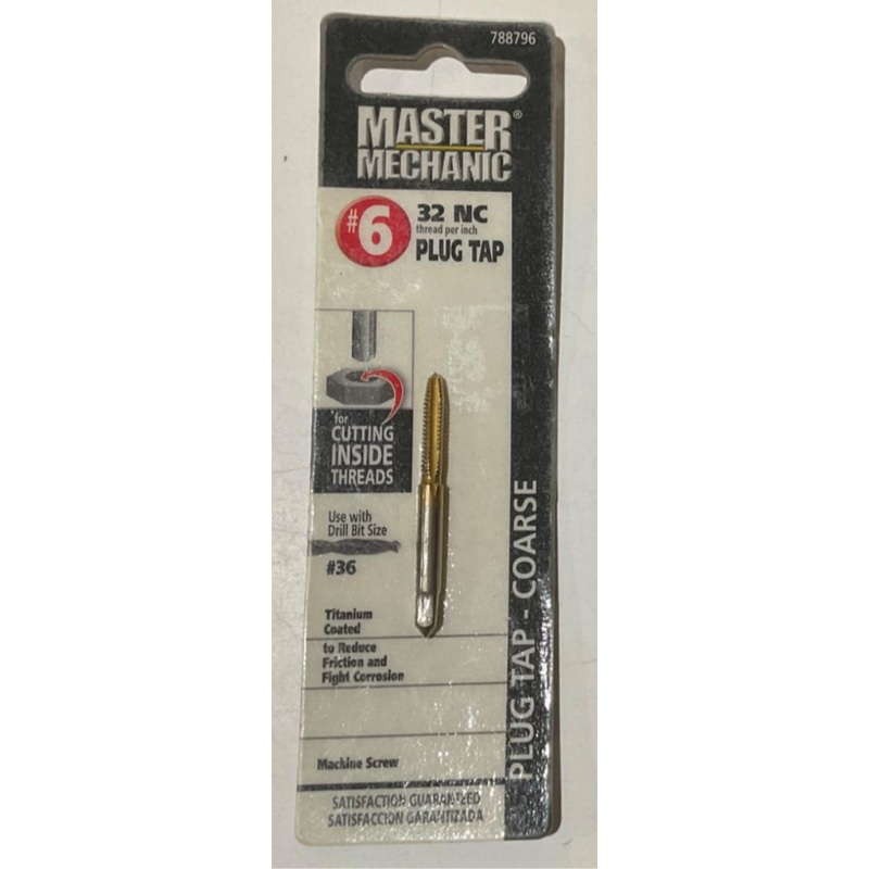 Master Mechanic 788796 #6 32 NC Titanium Coated Plug Tap-Coarse