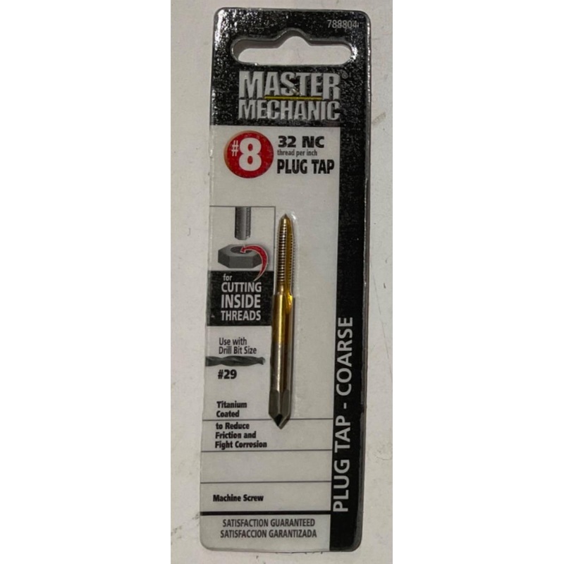 Master Mechanic 788804 #8 32 NC Titanium Coated Plug Tap-Coarse