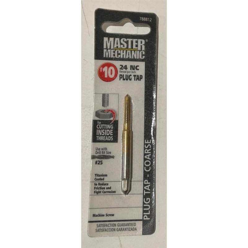 Master Mechanic 788812 #10 24 NC Titanium Coated Plug Tap-Coarse