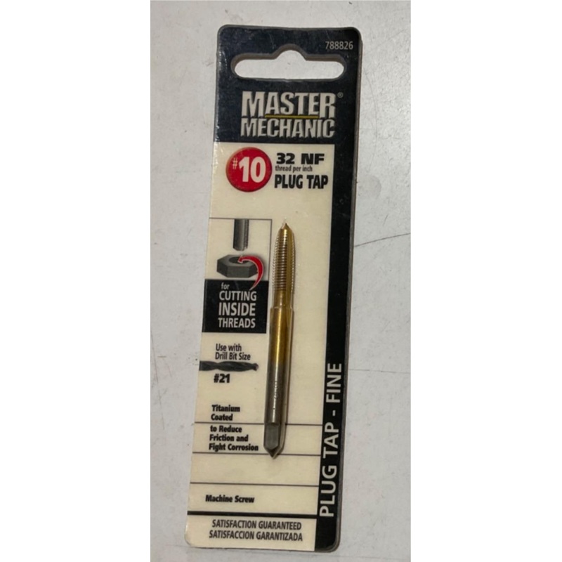 Master Mechanic 788826 #10 32 NF Titanium Coated Plug Tap-Fine