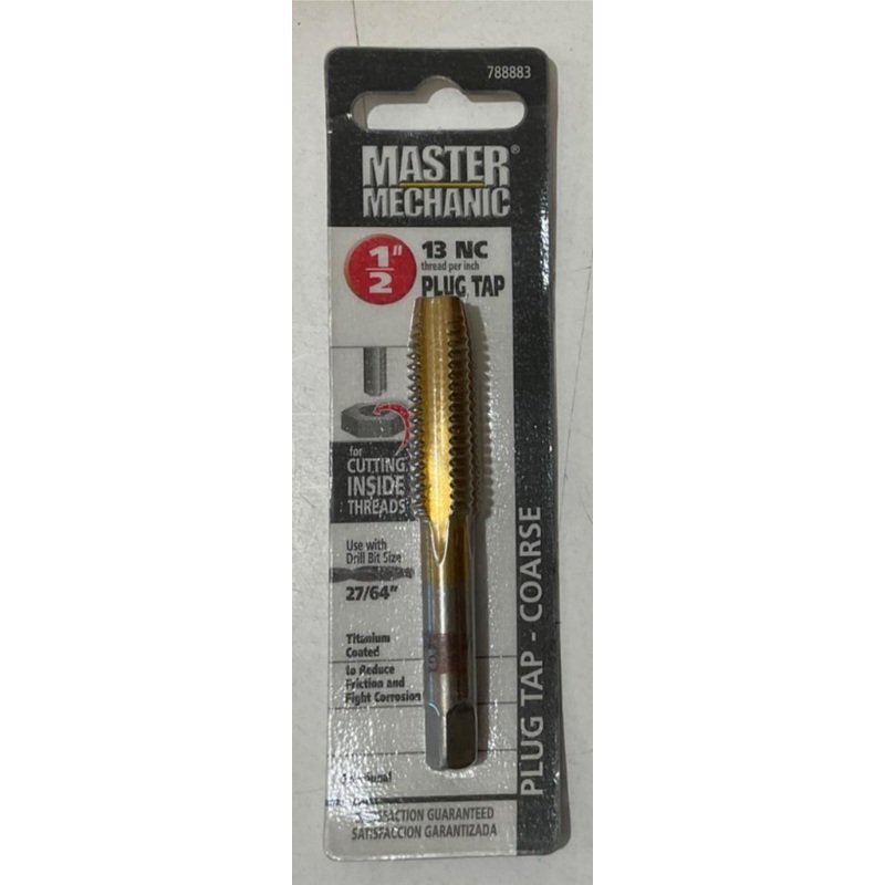 Master Mechanic 788883 1/2"13 NC Titanium Coated Plug Tap-Coarse