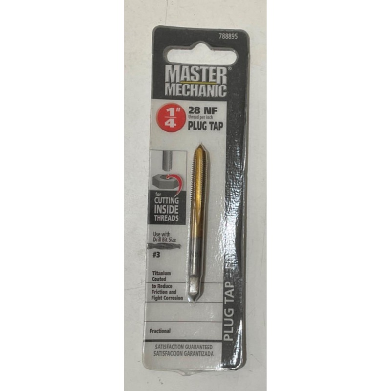 Master Mechanic 788895 1/4" 28 NF Titanium Coated Plug Tap-Fine