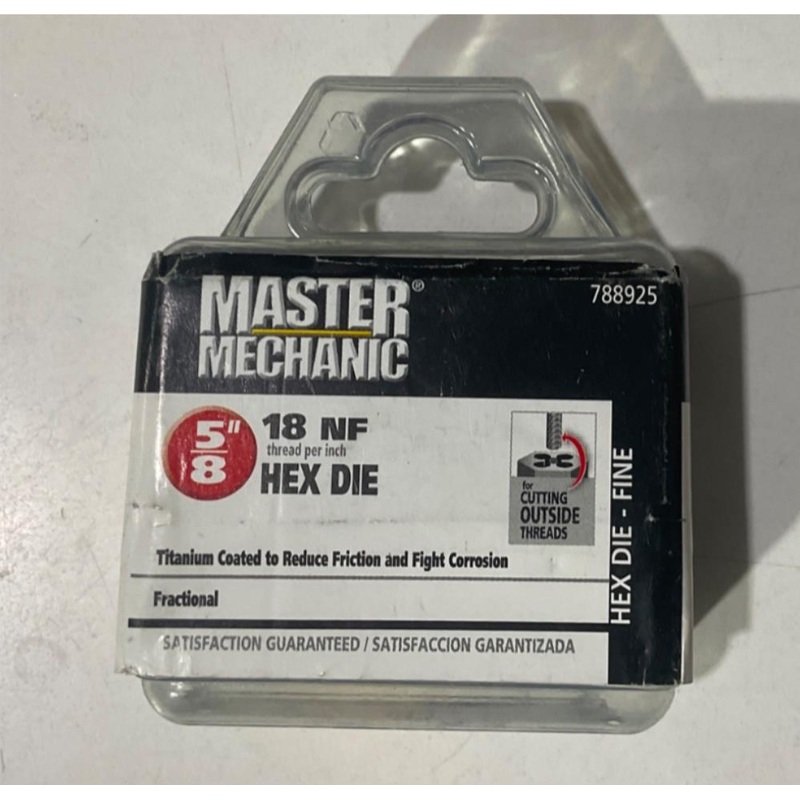 Master Mechanic 788925 5/8" 18 NF Titanium coated Hex Die - Fine