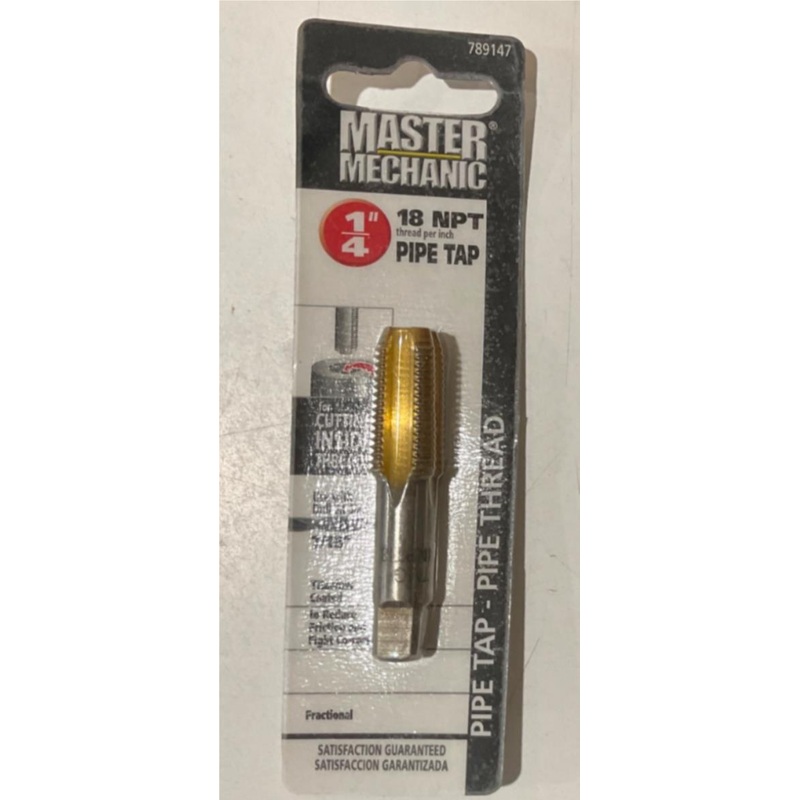 Master Mechanic 789147 1/4" 18 NPT Titanium Coated Pipe Tap-Pipe Thread