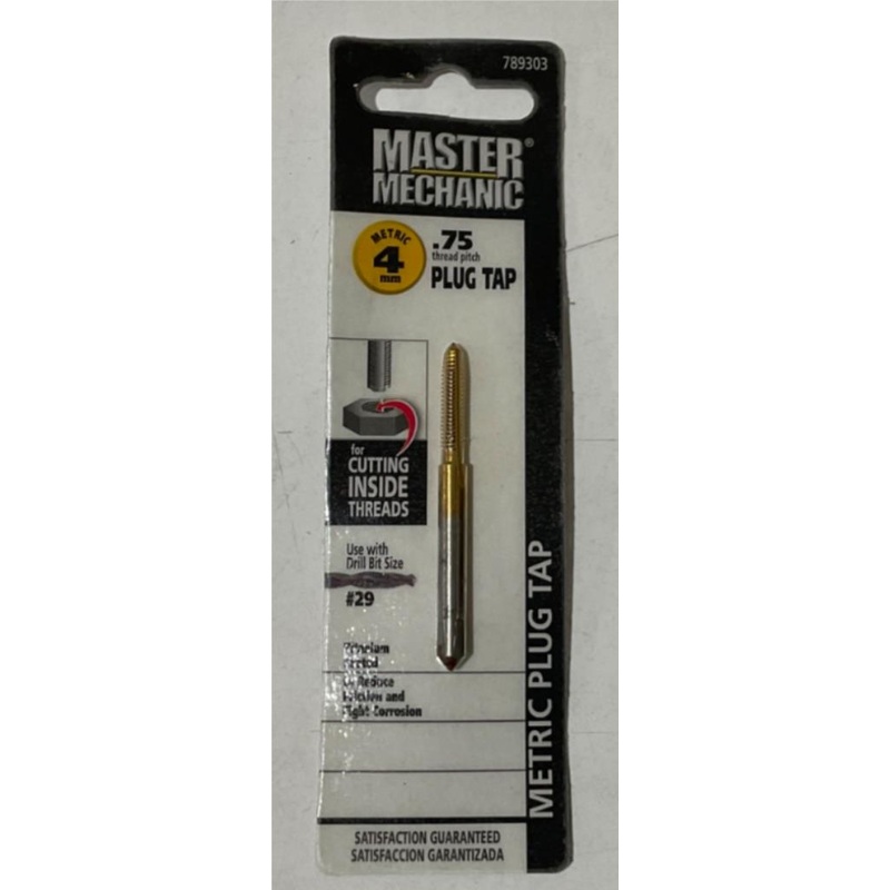 Master Mechanic 789303 4mm .75 Titanium Coated Plug Tap