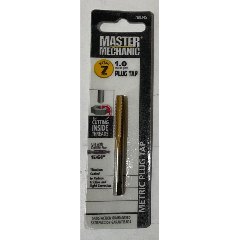 Master Mechanic 789345 7mm -1.0 Titanium Coated Plug Tap