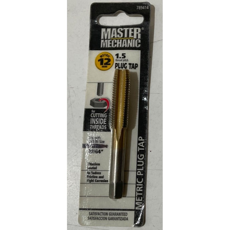 Master Mechanic 789414 12mm -1.5 Titanium Coated Plug Tap