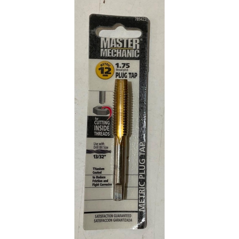 Master Mechanic 789422 12mm 1.75 Titanium Coated Plug Tap
