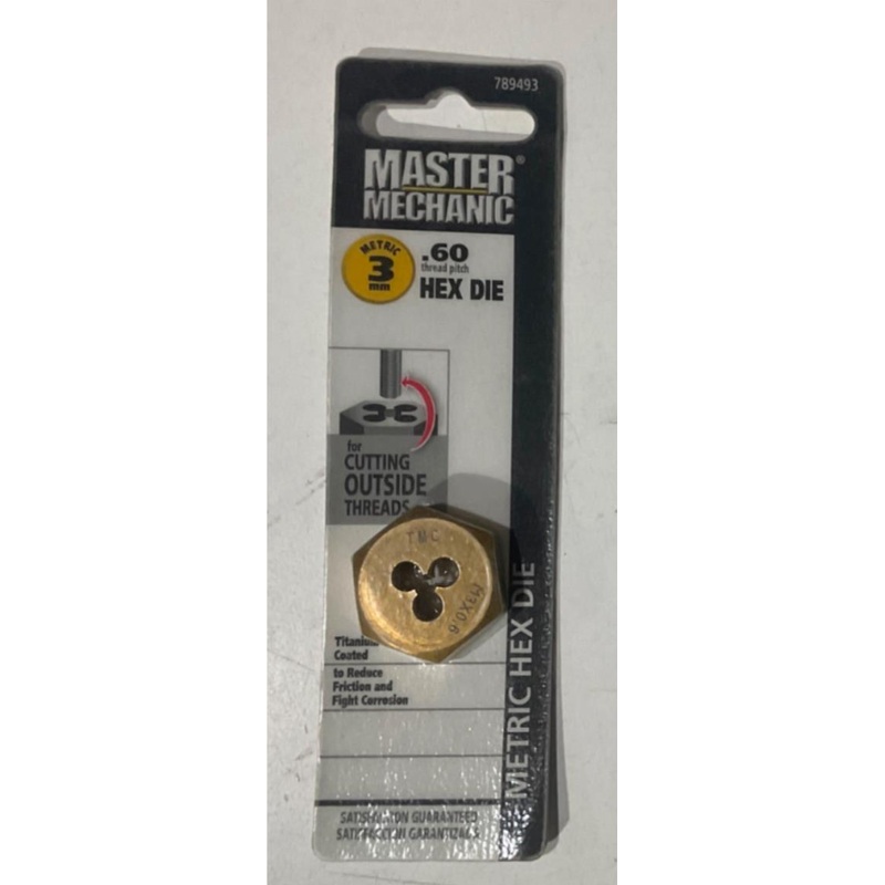 Master Mechanic 789493 3mm -.60 Titanium coated Hex Die