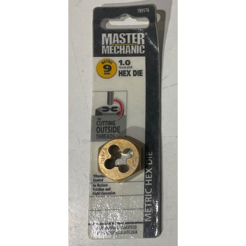 Master Mechanic 789576 9mm -1.0 Titanium coated Metric Hex Die