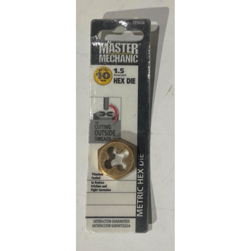 Master Mechanic 789604 10mm -1.5 Titanium coated Metric Hex Die