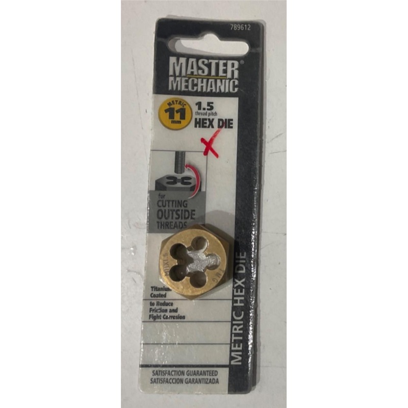 Master Mechanic 789612 11mm -1.5 Titanium coated Hex Die