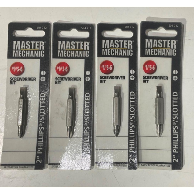 Master Mechanics 504 712 #1/#5-6 2" Phillips/Slotted Screwdriver Bit 4pks