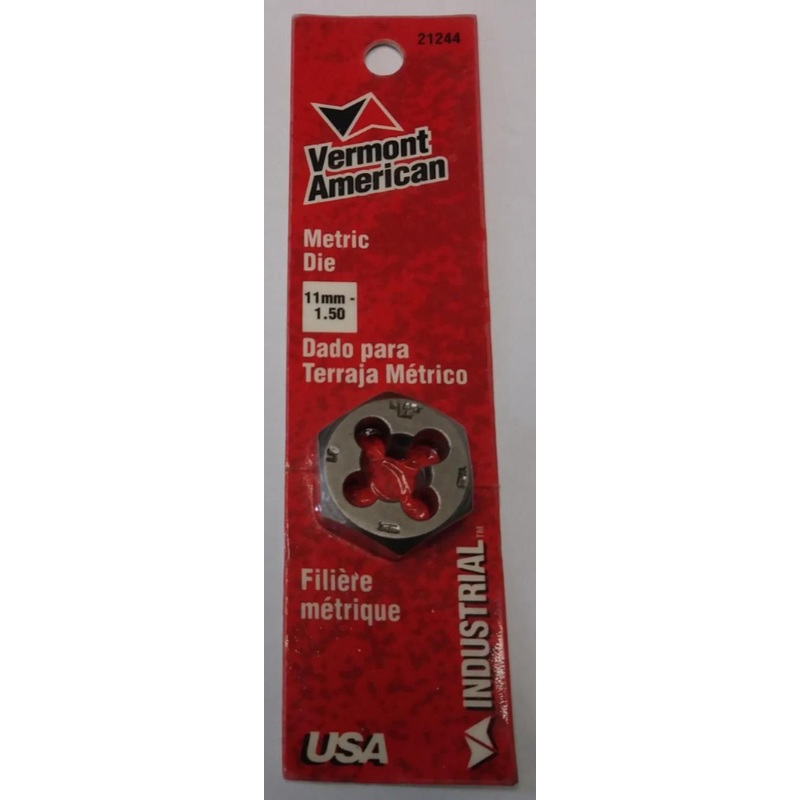 Vermont American 21244 11mm - 1.50 High Carbon Steel Metric Hex Die USA