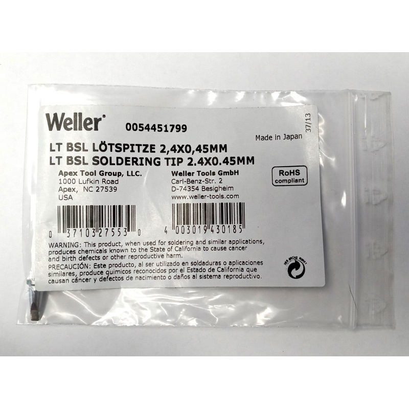 Weller 0054451799 LT BSL 2.4XO.45MM Soldering Tip Japan