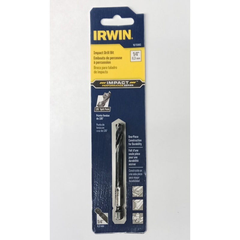 Irwin 1870960 Jobber Length Impact Drill Bit 1/4" Dia. 135 Deg.