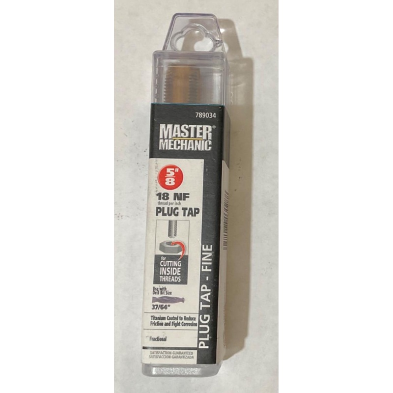 Master Mechanic 789034 5/8" - 18NF Titanium coated Plug Tap-Fine