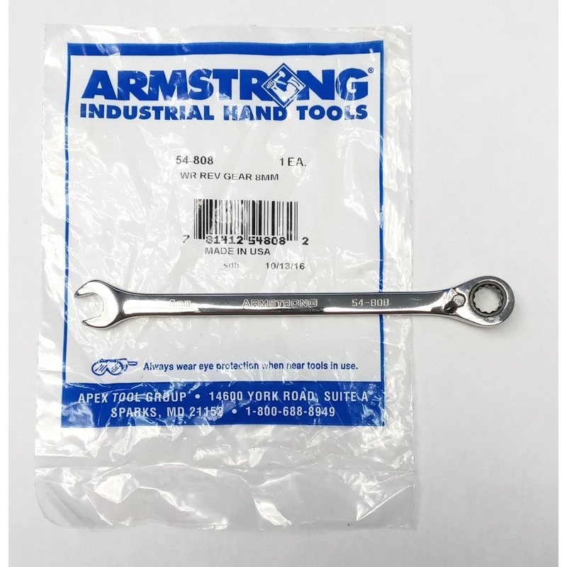 Armstrong 54-808 8mm Reversible Ratcheting Comb. Wrench USA (read description)