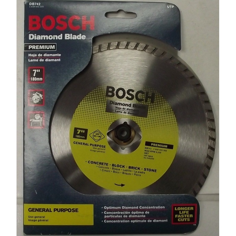 Bosch 7" DB742  Premium Diamond Wet Saw Blade Brick Concrete 5/8" Arbor