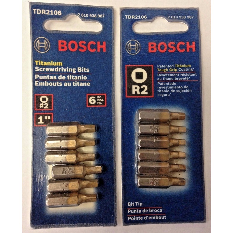 Bosch TDR2106 R2 1" Square Drive Titanium Screw Bit Tips 2- 6 Packs USA