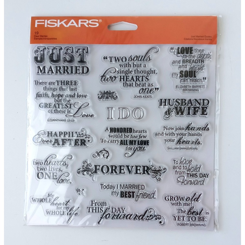 Fiskars 15538-1001 Clear Stamps Just Married Quotes