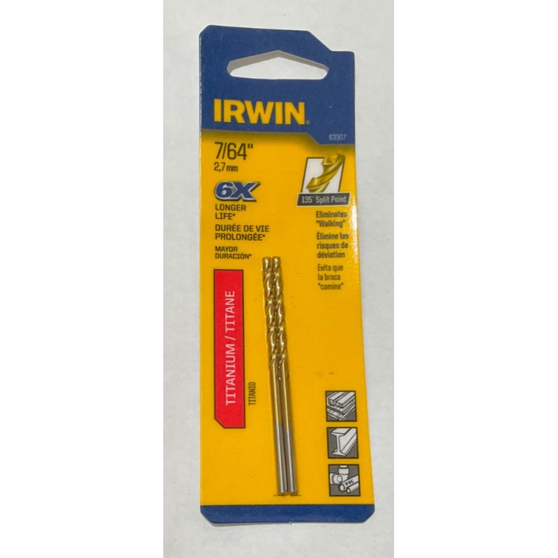 Irwin 63907 7/64" Titanium split point drill bit #I-23