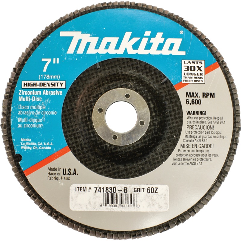 Makita 741830-B 7" x 7/8" High Density Zirconium Abrasive Multi-Disc 60 Grit USA