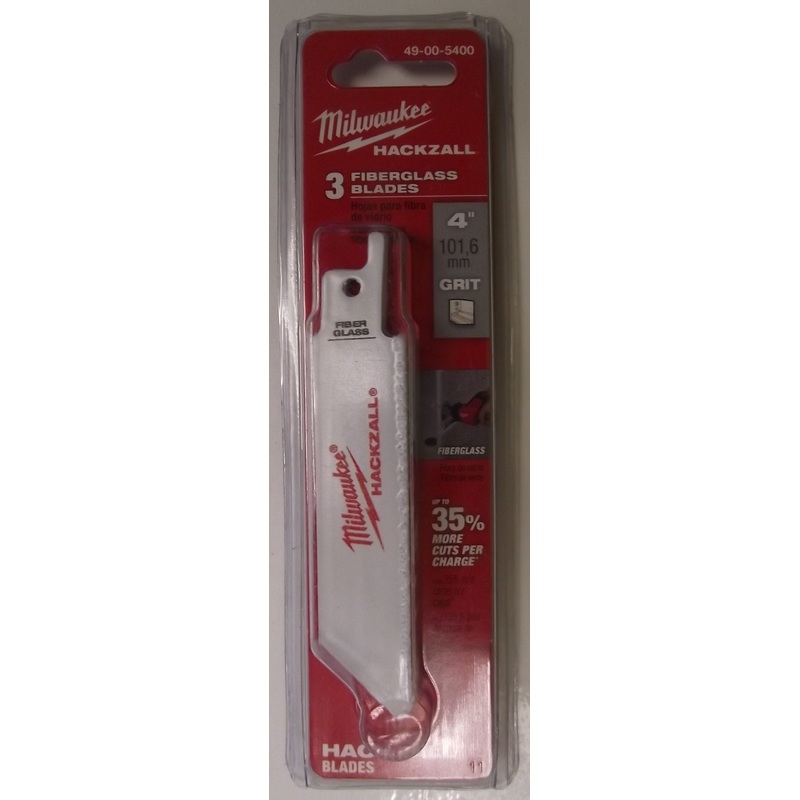 Milwaukee 49-00-5400 4" Hackzall Blades 3 pk Grit Blades Fiberglass Tile Plaster