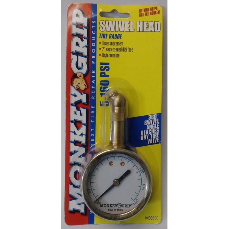 Monkey Grip M8865C 5-160 P.S.I Swivel Head Tire Gauge