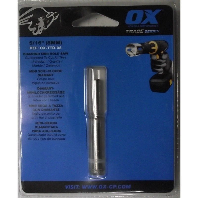 OX Tools OX-TTD-08 5/16" Diamond Mini Hole Saw Round Shank