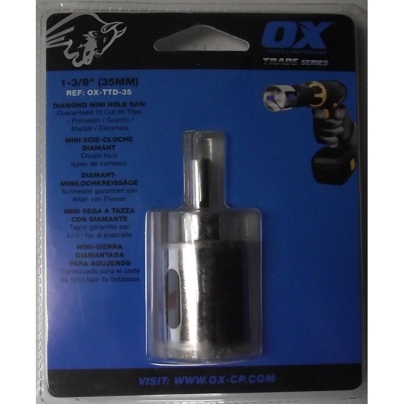 OX Tools OX-TTD-35 1-3/8" Diamond Mini Hole Saw Round Shank
