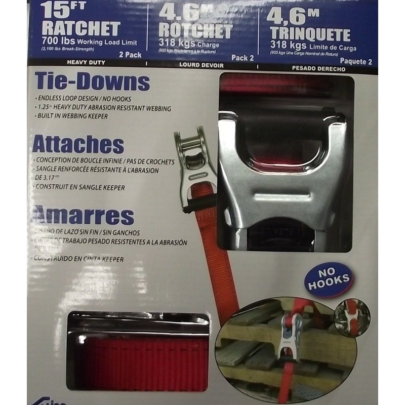 Ancra S-Line XR115-E2P Heavy Duty Endless Loop Ratchet Strap 1.25" x 15 2-Pack