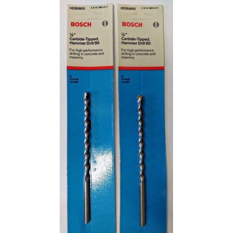 BOSCH HDB0805 1/4" x 4" x 6" Carbide Hammer Drill Bit Germany 2PKS