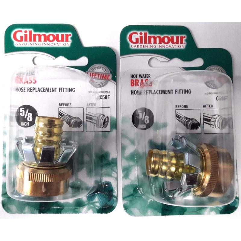 Gilmour C58F 5/8 Hot Water Brass Hose Clinch Coupler Gilmour Hose Repair 2PKS