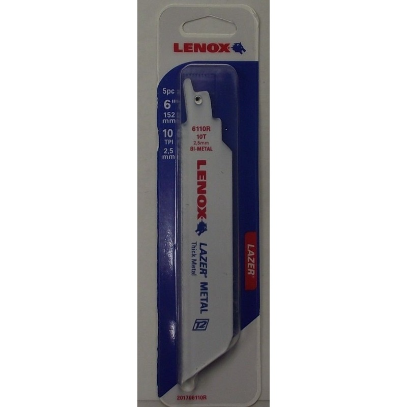 Lenox 201706110R 6" x 10 Tpi T2 Lazer Reciprocating Saw Blades 5 Pack USA