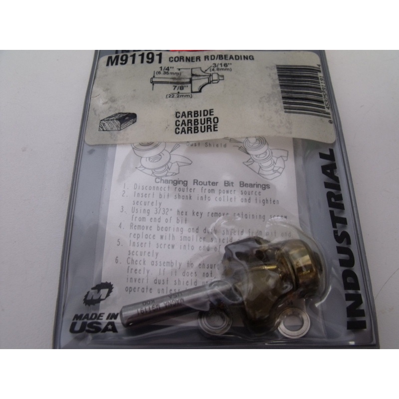 Magna Tool 91191 3/16'' Corner Round & Beading Router Bit  1/4" Shank USA