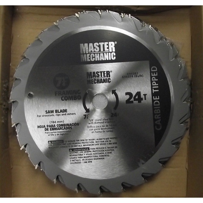 Master Mechanic 4935338 7-1/4" x 24 Tooth Carbide Saw Blade 10pcs.