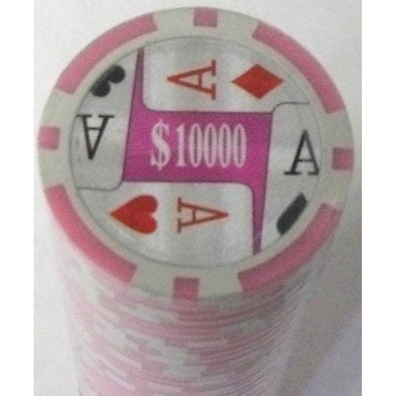RDR Casino Poker Chips 11.25 Gram PINK Ace Pro Series 50pcs $10000 Denomination