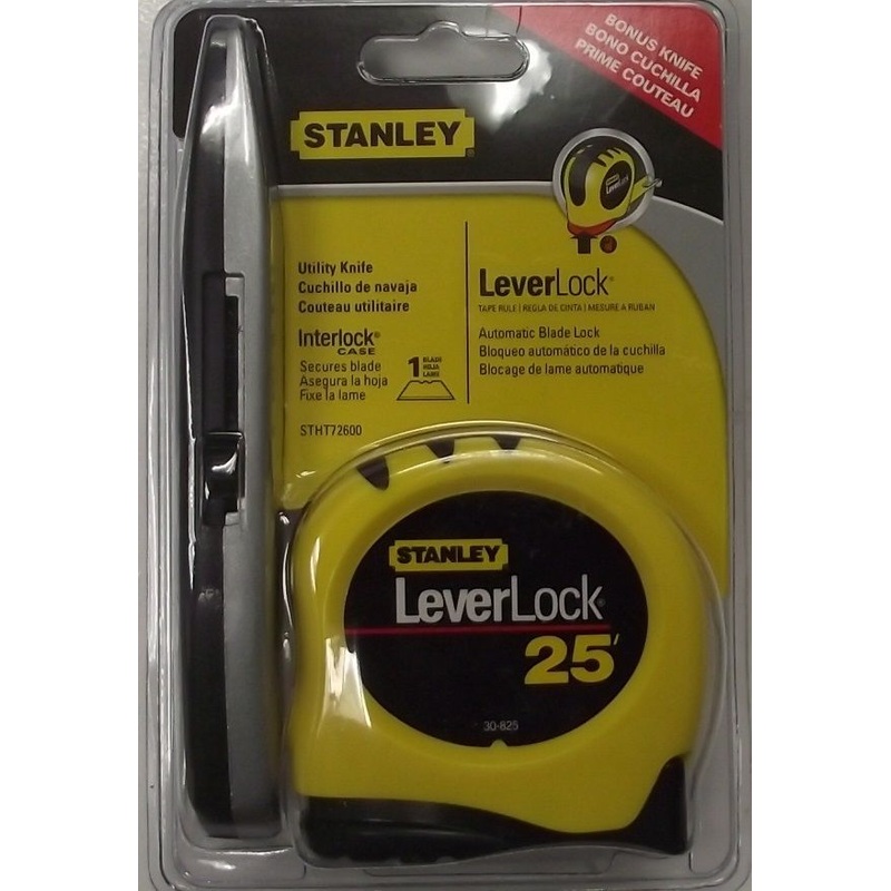 Stanley STHT72600 25' LeverLock 1" Tape Measure With Auto Blade Lock & Knife
