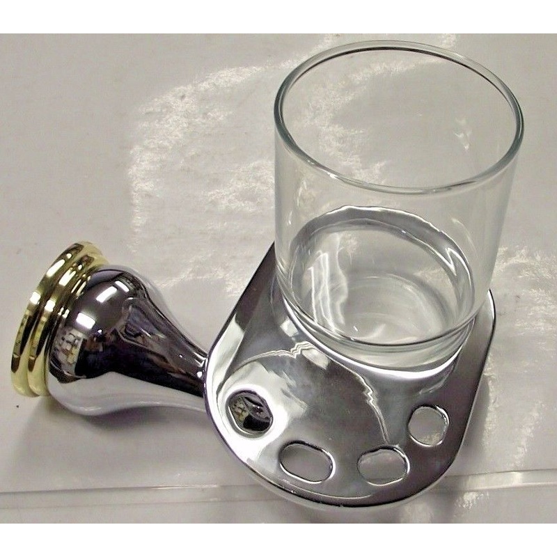 Taymor 04-CB4705 Aztec Toothbrush and Tumbler Holder Polish Chrome and Brass