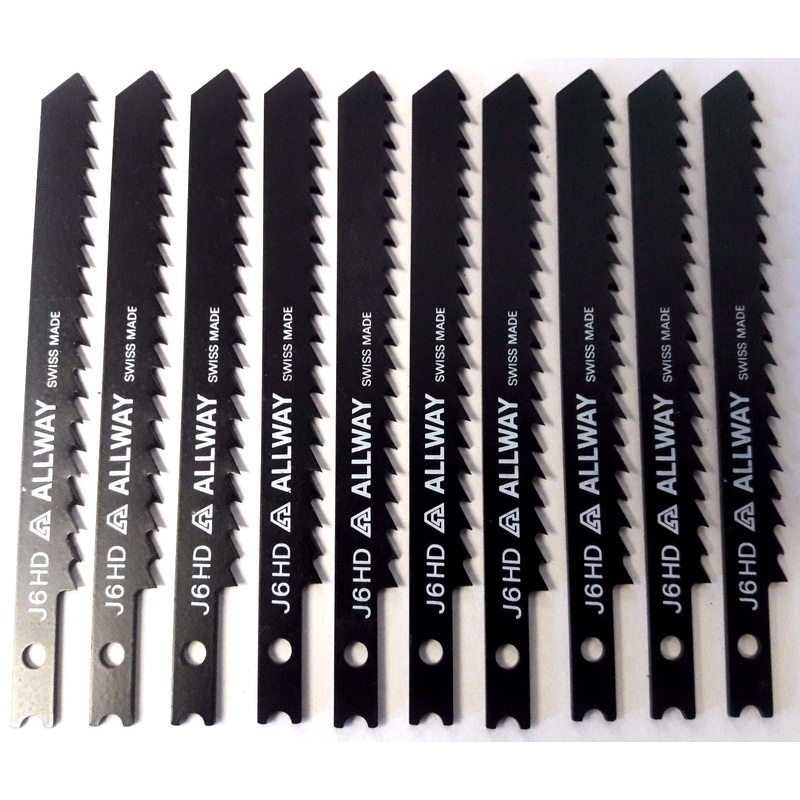 ALLWAY by Bosch 3-7/8" x 6TPI U-Shank Jig Saw Blades Swiss J6HD 10PCS