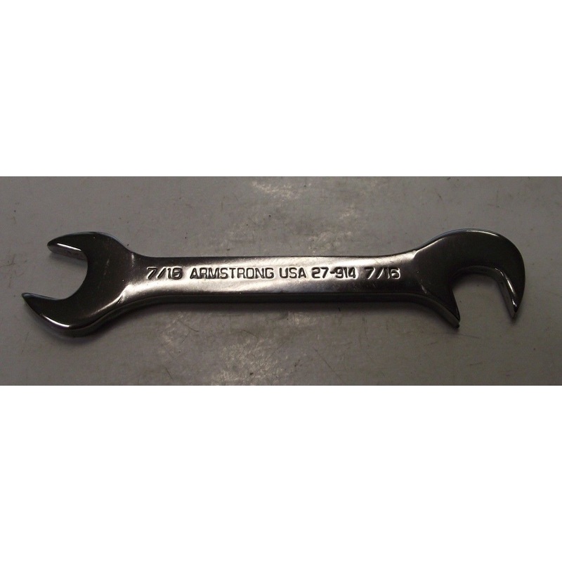 Armstrong 27-914 7/16 Open End Full Polish 15 And 80 Miniature Angle Wrench USA