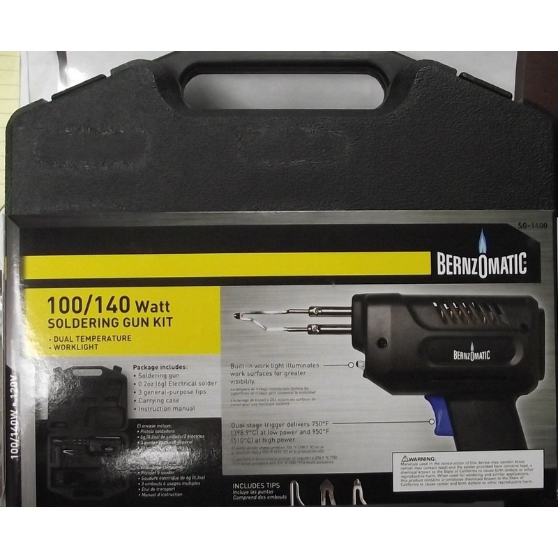 Bernzomatic SG-1400 100/140 Watt Soldering Gun Kit