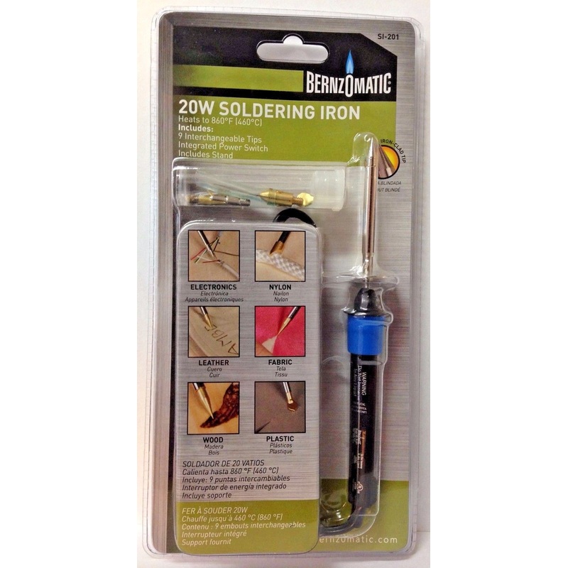 Bernzomatic SI-201 20 Watt Soldering Iron Kit With 9 Interchangeable Tips